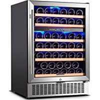【Upgraded】Wine Cooler Dual Zone,AAOBOSI 24 inch 51 Bottle Wine Refrigerator Built-in or Freestanding with Fashion Look…