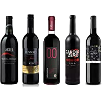 Red Wine Sampler - 5 Non-Alcoholic Wines 750ml Each - Ariel Cabernet Sauvignon, Cardio Zero Red, Rosso Dry, and Tautila…