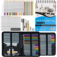 Paint Set,85 Piece Deluxe Wooden Art Set Crafts Drawing Painting Kit with Easel and 2 Drawing Pads, Creative Gift Box…
