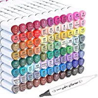 Shuttle Art 88 Colors Dual Tip Alcohol Based Art Markers, 88 Colors plus 1 Blender Permanent Marker Pens Highlighters…