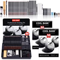 52 Piece Professional Drawing Set with 2 x 50 Page Drawing Pad, Art Supplies, Graphite Drawing Pencils and Sketch Set…