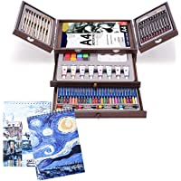85 Piece Art Set with 3 x 50 Page Drawing Pad, Professional Art Set in Portable Wooden Case, Painting & Drawing Set Art…