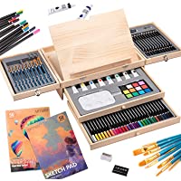 Art Supplies 85 Pieces Portable Art Set Drawing Supplies with Built-in Wooden Easel, Including Oil Pastels, Colored…