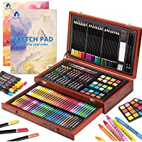 Art Supplies, 146-Piece Deluxe Wooden Art Set Crafts Painting Kit with 2 Sketch Pads, Includes Crayons, Colored Pencils…