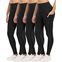 YOUNGCHARM 4 Pack Leggings with Pockets for Women，High Waist Tummy Control Workout Yoga Pants