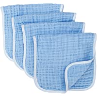 Muslin Burp Cloths Large 20 by 10 Inches 100% Cotton 6 Layers Extra Absorbent and Soft 4 Pack Blue