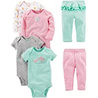 Simple Joys by Carter's Toddler and Baby Girls' 6-Piece Bodysuits (Short and Long Sleeve) and Pants Set
