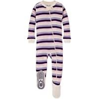 Burt's Bees Baby baby-girls Sleeper Pajamas, Zip Front Non-slip Footed Sleeper Pjs, 100% Organic Cotton