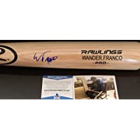Wander Franco Tampa Bay Rays Autographed Signed Blonde Baseball Bat BECKETT ROOKIE COA