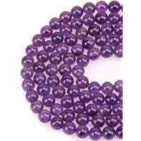 LPBeads 100PCS 8mm Natural Amethyst Beads Gemstone Round Loose Beads for Jewelry Making with Purple Stretch Cord