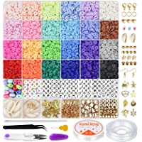 6000 Pcs Clay Beads for Bracelet Making, Gionlion 24 Colors Flat Round Polymer Clay Beads 6mm Spacer Heishi Beads with…