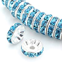 Allb 100Pcs Rondelle Spacer Beads 4mm Silver Plated Czech Crystal Rhinestone for Jewelry Making Loose Beads for…