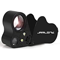 JARLINK 30X 60X Illuminated Jewelers Eye Loupe Magnifier, Foldable Jewelry Magnifier with Bright LED Light for Gems…