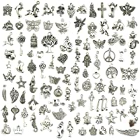 Wholesale Bulk Lots Jewelry Making Silver Charms Mixed Smooth Tibetan Silver Metal Charms Pendants DIY for Necklace…