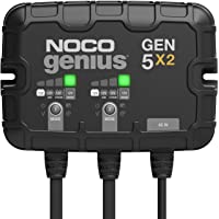 NOCO Genius GEN5X2, 2-Bank, 10-Amp (5-Amp Per Bank) Fully-Automatic Smart Marine Charger, 12V Onboard Battery Charger…