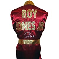 Roy Jones Jr Signed Burgundy Robe"ROY JONES JR" on back - Autographed Boxing Robes and Trunks