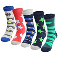 COTTON DAY Boys Fun Novelty Design Socks Bright Colors Pack of 5