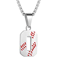 TLIWWF Inspiration Baseball Jersey Number Necklace Stainless Steel Charms Number Pendant for Boys Men