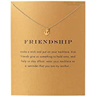 LANG XUAN Message Card Compass Pendant Necklace Friendship Starfish Good Luck Elephant Pendant Chain Necklace with Gift…