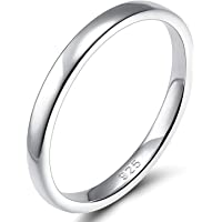 EAMTI 2mm 4mm 6mm 925 Sterling Silver Ring High Polish Plain Dome Wedding Band Comfort Fit Size 4-12