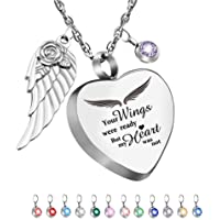 Heart Urn Necklace for Ashes with 12 Birthstones Cremation Jewelry for Ashes -Your Wings Were Ready My Heart Was Not