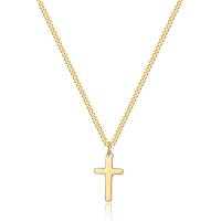 Joxevyia Cross Necklace for Boy 14K Gold Filled Stainless Steel Small Cross Pendant with Cuban Chain Necklace Simple…