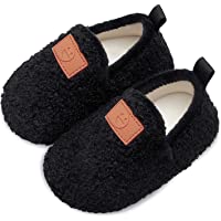 Scurtain Kids Toddler Slippers Socks Artificial Woolen Slippers for Boys Girls Baby with Non-Slip Rubber Sole