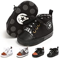 Meckior Toddler Baby Boys Girls High Tops Ankle Sneakers Soft Anti-Slip Sole PU Leather Moccasins Infant Newborn…