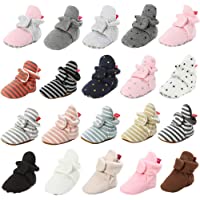 HsdsBebe Unisex Newborn Baby Cotton Booties Non-Slip Sole for Toddler Boys Girls Infant Winter Warm Fleece Cozy Socks…