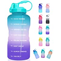 Giotto Large 1 Gallon/128oz (When Full) Motivational Water Bottle with Time Marker & Straw, Leakproof Tritan BPA Free…