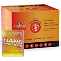 Tundras Hot Hand Warmers 11 Hours Long Lasting - 40 Count - Natural Odorless Safe Single Use Air Activated Heat Packs…