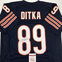 Autographed/Signed Mike Ditka Chicago Blue Football Jersey JSA COA