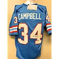Earl Campbell Houston Oilers Signed Autograph Blue Custom Jersey HALL OF FAME INSCRIBED JSA Witnessed Certified