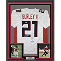 Framed Autographed/Signed Todd Gurley II 33x42 Atlanta White Football Jersey Beckett BAS COA