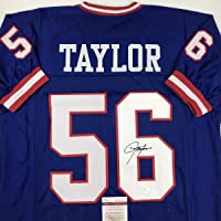 Autographed/Signed Lawrence Taylor New York Blue Football Jersey JSA COA