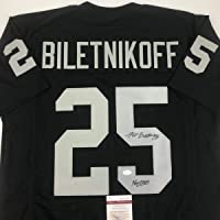 Autographed/Signed Fred Biletnikoff HOF 88 Oakland Black Football Jersey JSA COA