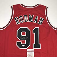 Autographed/Signed Dennis Rodman Chicago Red Basketball Jersey JSA COA