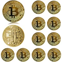 Neatbuddy 12PCS Pure Gold Color Physical Bitcoin Coin Collectable Gift，Cryptocurrency Coin，Suitable for Pre-Kindergarten…