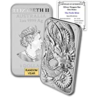 2018 - Present (Random Year) 1 oz Silver Bar Australia Perth Mint Dragon Series Rectangular Coin Brilliant Uncirculated…
