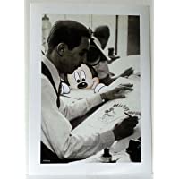 DISNEYLAND MICKEY MOUSE WATCHING WALT DISNEY DRAW AT HIS EASEL COLOR ART PRINT