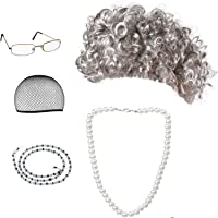 Beelittle Old Lady Costume Cosplay Grandma Granny Wig Great for Halloween Christmas Mrs. Claus