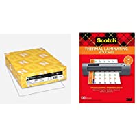 Neenah Cardstock, 8.5" x 11", Heavy-Weight, White, 94 Brightness, 300 Sheets (91437) & Scotch Thermal Laminating Pouches…