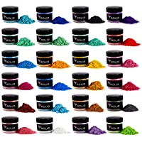 Rolio - Mica Powder - 24 Jars of Pigment for Paint, Dye, Soap Making, Nail Polish, Epoxy Resin, Candle Making, Bath…