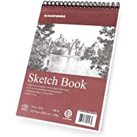 Bachmore Sketchpad 9X12" Inch (68lb/100g), 100 Sheets of TOP Spiral Bound Sketch Book for Artist Pro & Amateurs | Marker…