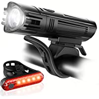 Ascher Ultra Bright USB Rechargeable Bike Light Set, Powerful Bicycle Front Headlight and Back Taillight, 4 Light Modes…