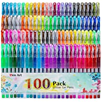Glitter Gel Pens, 100 Color Glitter Pen Set for Making Cards, 30% More Ink Neon Glitter Gel Marker for Adult Coloring…