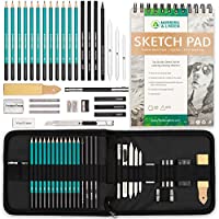 Norberg & Linden XL Drawing Set - Sketching, Graphite and Charcoal Pencils. Includes 100 Page Drawing Pad, Kneaded…