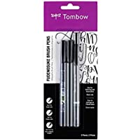Tombow 62039 Fudenosuke Brush Pens, 3-Pack. Soft, Hard, and Twin Tip Markers for Calligraphy and Art Drawings