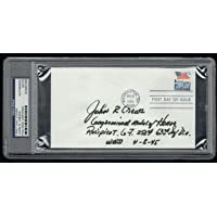 John R. Crews (d. 1999) signed autograph First Day Cover MOH Army WWII PSA Slab
