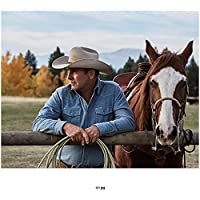 Kevin Costner In Yellowstone (TV Show 2018-) Leaning Against Fence With Horse 8 inch by 10 inch PHOTOGRAPH, BG